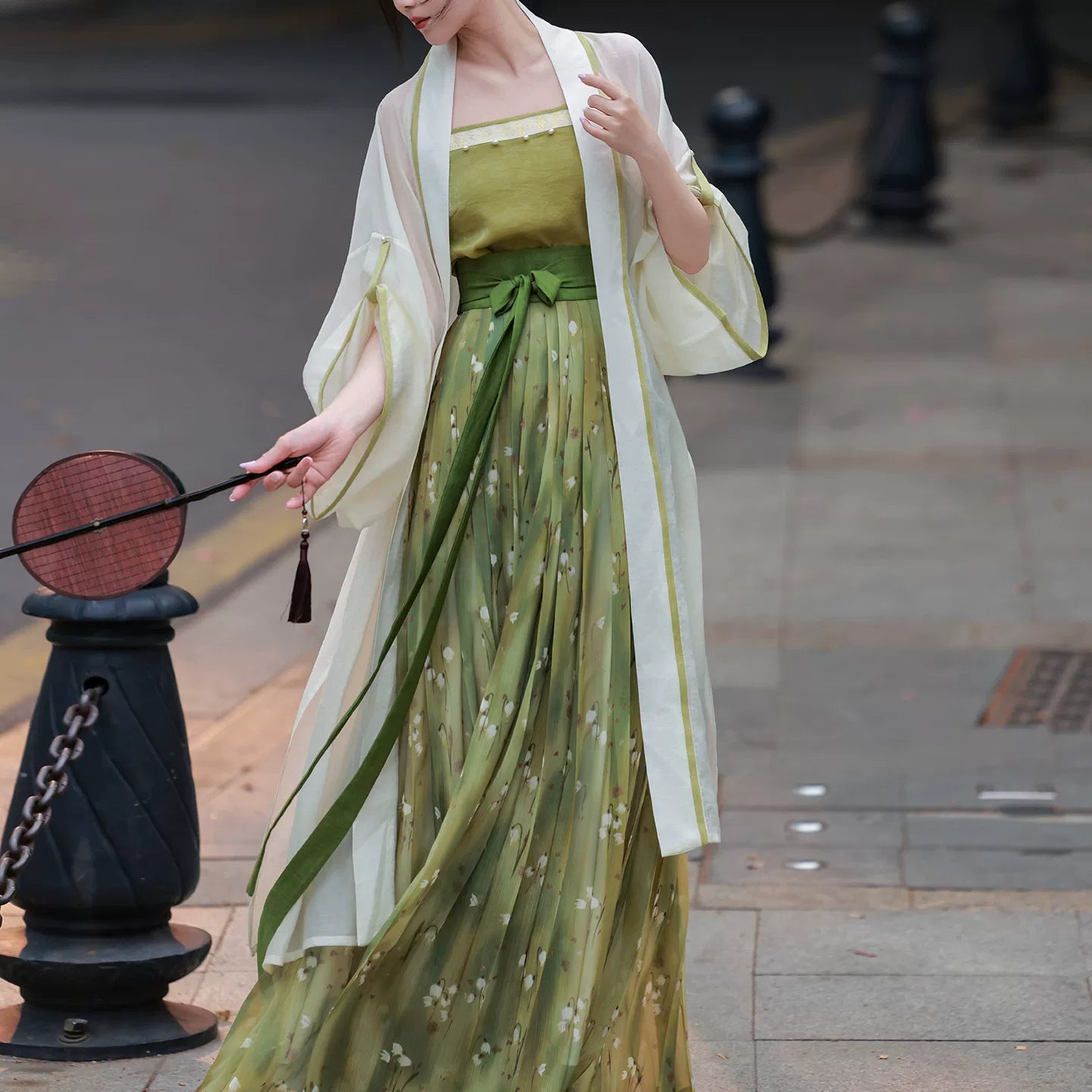 "Wizard of Oz" Hanfu Set | Tencel Beizi + Green Sling + Pleated Skirt | Song Dynasty Inspired