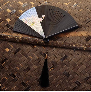 Folding fan female dance fan Hanfu Chinese style full bamboo fan - Yandan_Hanfu