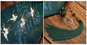 Folding fan female dance fan Hanfu Chinese style full bamboo fan - Yandan_Hanfu