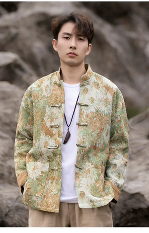 New Chinese Tang style men's button-up printed jacket - Yandan_Hanfu