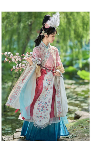 Cloud Silks – Traditional Hanfu Dress Inspired by Wei-Jin Era, Cross-Collar Revival for Women - Yandan_Hanfu