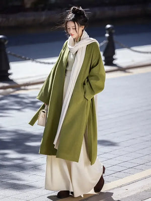 Green coat Zi autumn and winter Song pants daily commuter Hanfu - Yandan_Hanfu