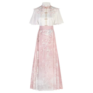 Modern Hanfu Summer Set – New Chinese Style Blouse with Horse-Face Skirt - Yandan_Hanfu