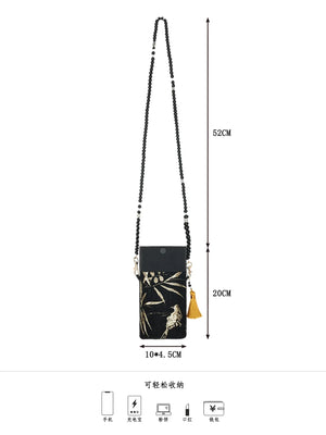 Bamboo & Bird Motif Bag | Modern Take on Vintage Crossbody - Yandan_Hanfu