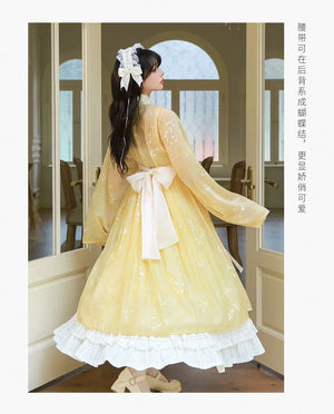 Enamel Elegance – Modern Hanfu Women's Autumn Set | Ming-Style Tieli with Sheer Overlay Skirt in Tencel - Yandan_Hanfu