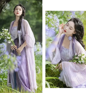 Monet Garden Pink Purple Oil Painting Sense Song Dress - Yandan_Hanfu