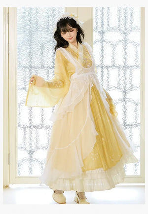 Enamel Elegance – Modern Hanfu Women's Autumn Set | Ming-Style Tieli with Sheer Overlay Skirt in Tencel - Yandan_Hanfu