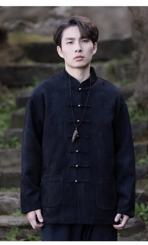 New Chinese style disc button top jacket Chinese New Year red Tang suit men - Yandan_Hanfu