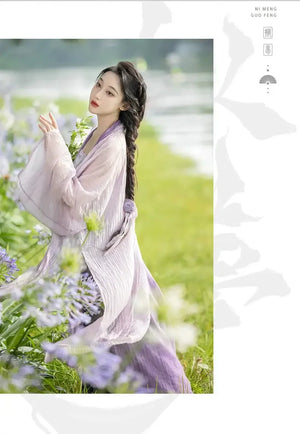 Monet Garden Pink Purple Oil Painting Sense Song Dress - Yandan_Hanfu