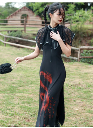 Dark Gothic Shawl Women's Summer Vintage Irregular Lace Short Cloak - Yandan_Hanfu