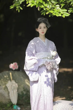Purple high-end lace Taisho Romance modified kimono - Yandan_Hanfu