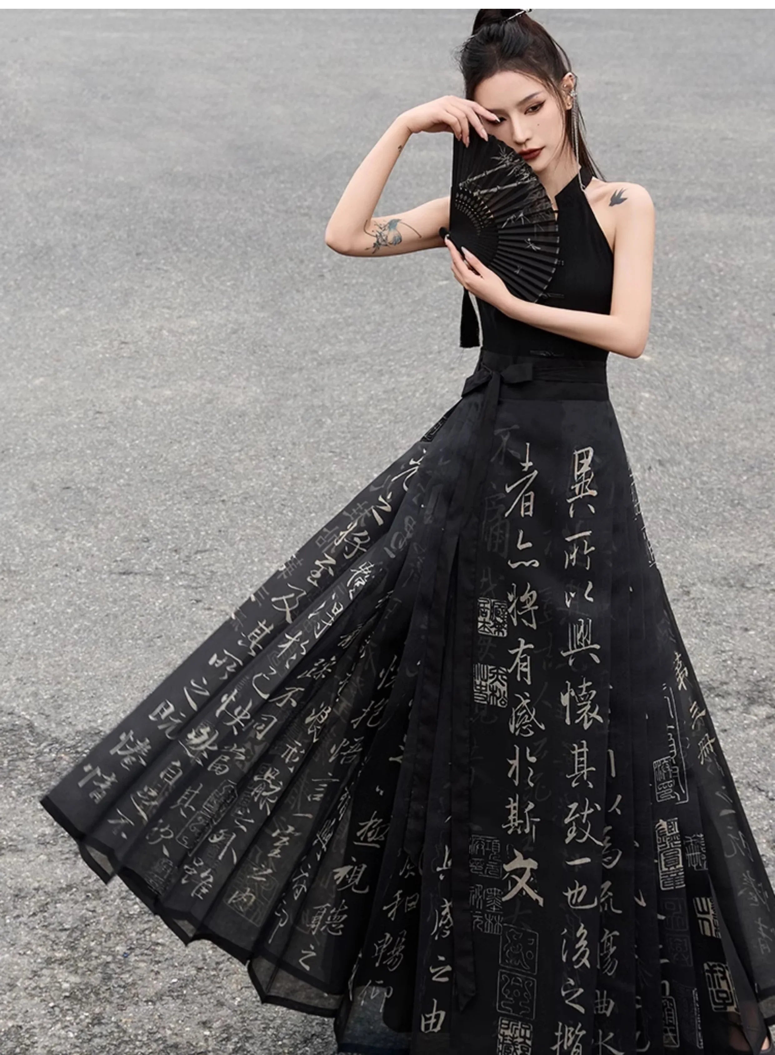 New Chinese-style orchid pavilion horse skirt Ming Dynasty improved Hanfu skirt - Yandan_Hanfu