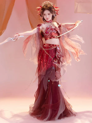 Red Hanfu female Dunhuang embroidery fairy spring and summer dress - Yandan_Hanfu