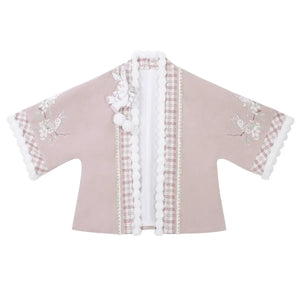 Pink Modern Hanfu-Inspired Outfit – New Chinese Top & Midi Skirt Set for Autumn/Winter - Yandan_Hanfu