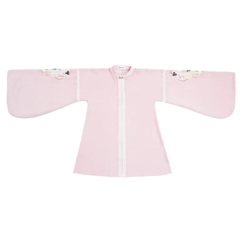 Sweet Rebel Cat – Modern Lolita Hanfu Women's Set | Mandarin Collar Long Robe with Sheer Overlay Skirt