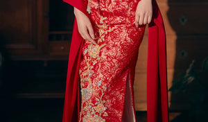 Beloved Dream – New Chinese Red Bridal Qipao/Cheongsam Dress for Engagement, Wedding Toast & Spring Ceremony - Yandan_Hanfu