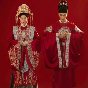 Ming-style wedding dress couple suit | Chinese-style&Tang-style dress Xiuhe wedding dress - Yandan_Hanfu