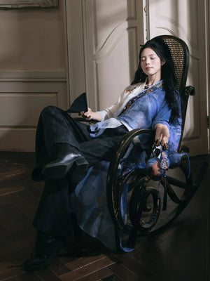 Yulong Dance – Modern Hanfu Set | Embroidered Cross-Collar Dao Robe with Loose Pants (Spring & Autumn) - Yandan_Hanfu