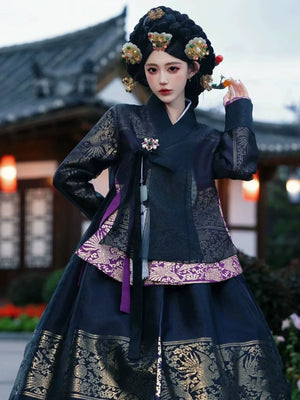 【ChiWu】Korean traditional court dress black ancient dress dance dress - Yandan_Hanfu