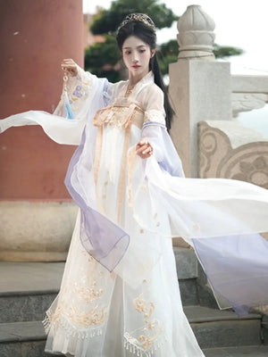 White Hanfu spring and autumn dress daily elegant fairy - Yandan_Hanfu