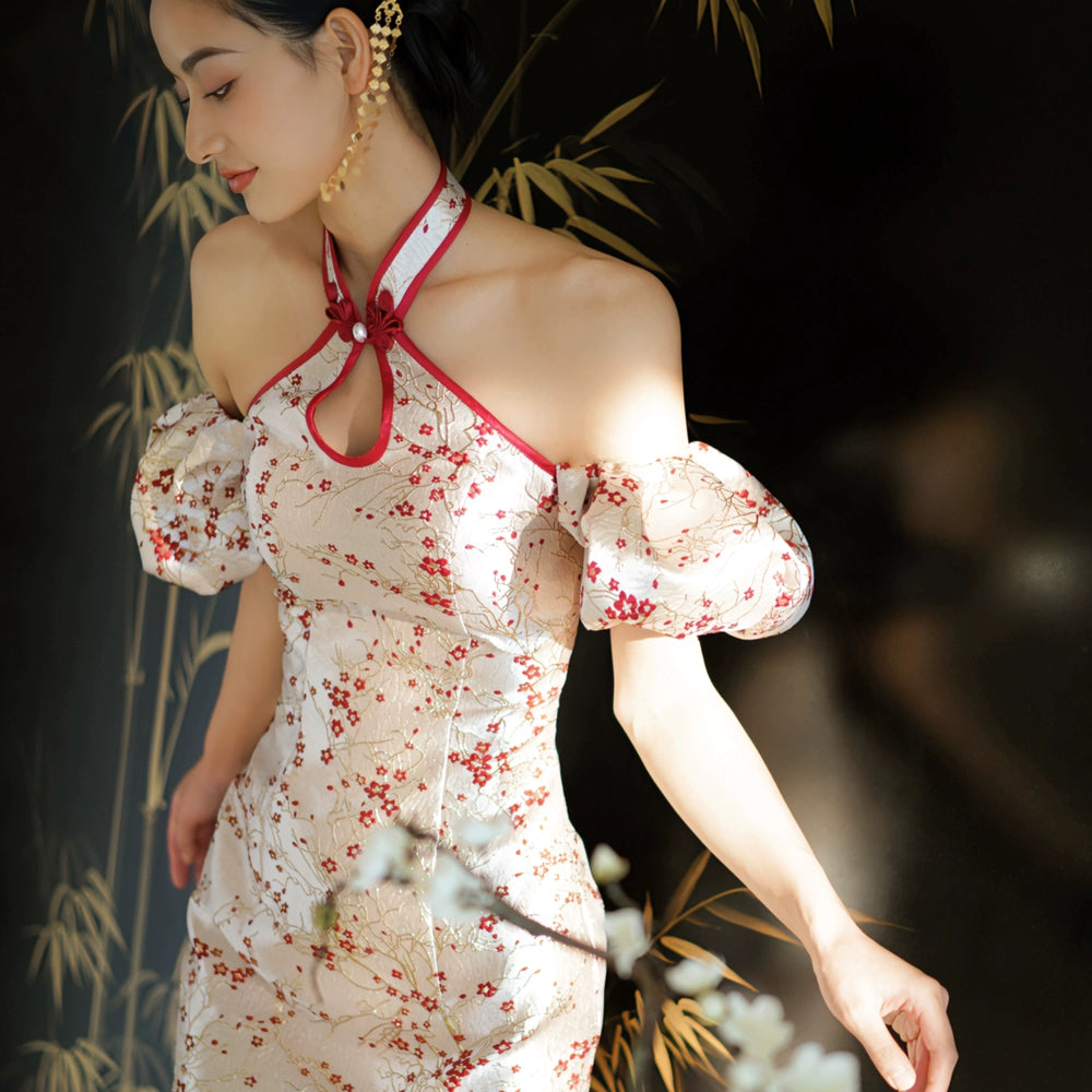 "Huanmei" red cheongsam bride wedding dress toast dress engagement