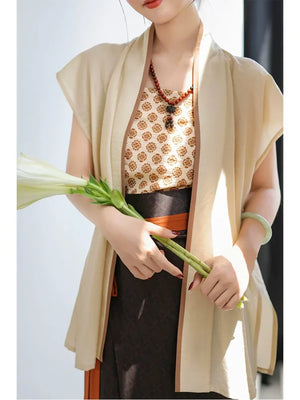 Song Dynasty Hanfu Airplane Sleeves Song Vest Spinning Skirt Spring and Summer Retro Modern Hanfu - Yandan_Hanfu