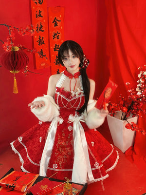 Chinese style pink lolita hanfu drunk fuchu Xiaoshan Qing Guofeng Han element dress - Yandan_Hanfu