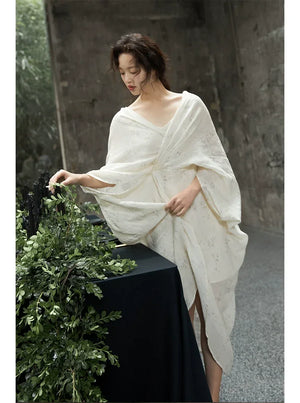 100% Ramie Modern Chinese Dress – Zen-Inspired Summer Travel Maxi with Relaxed Silhouette - Yandan_Hanfu