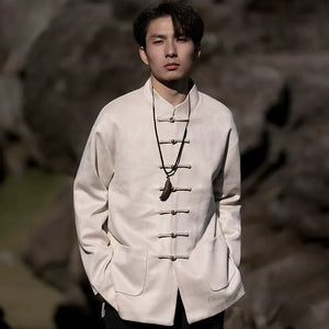 New Chinese style disc button top jacket Chinese New Year red Tang suit men - Yandan_Hanfu