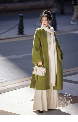 Green coat Zi autumn and winter Song pants daily commuter Hanfu - Yandan_Hanfu