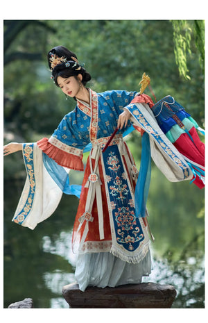 Cloud Silks – Traditional Hanfu Dress Inspired by Wei-Jin Era, Cross-Collar Revival for Women - Yandan_Hanfu