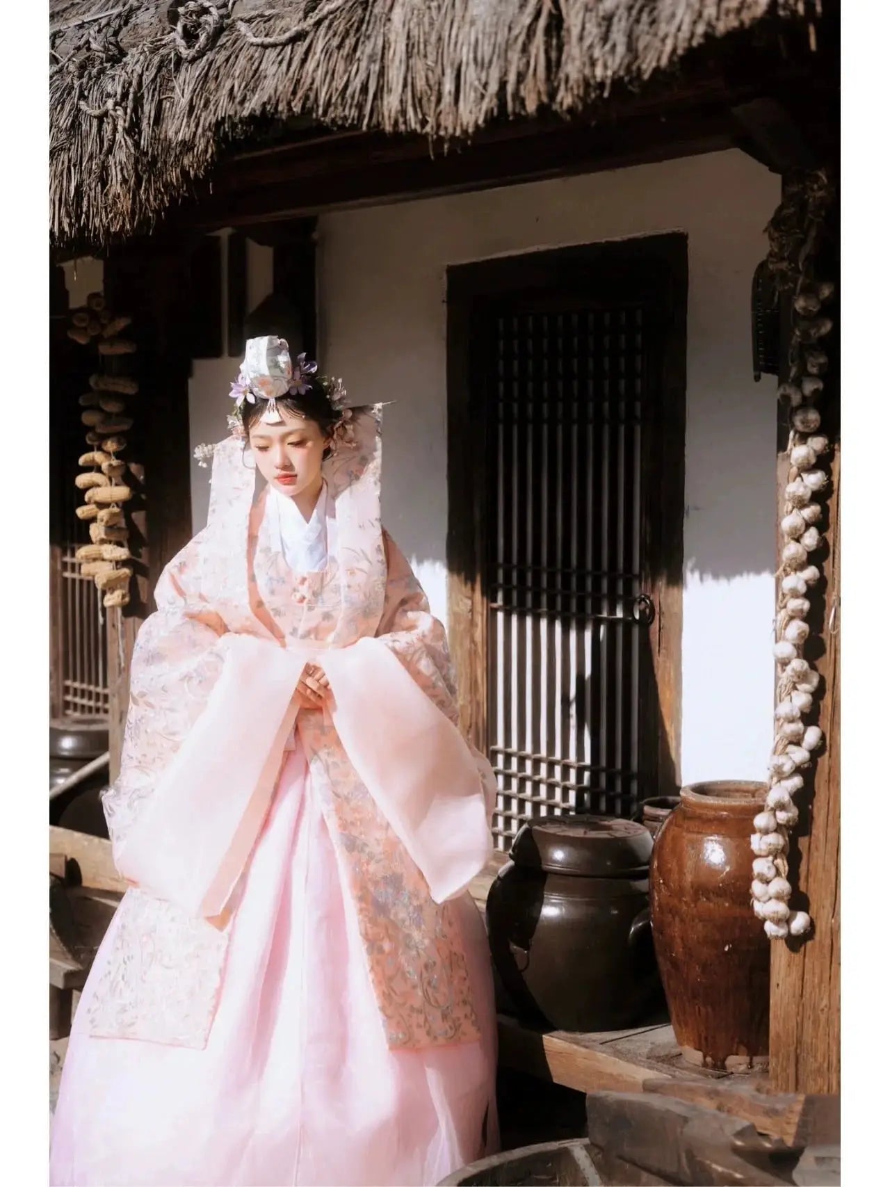 Pink Princess Hanbok Wedding Dress – Luxury Outfit for Photoshoots, Dance & Performances