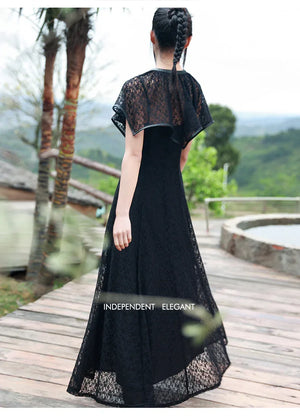 Dark Gothic Shawl Women's Summer Vintage Irregular Lace Short Cloak - Yandan_Hanfu