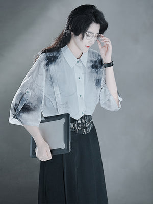 Clivia ink shirt Chinese fashion new Chinese element pants summer suit