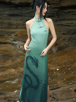 New Chinese Style dress women's summer retro buckle daily commuting sleeveless long cheongsam - Yandan_Hanfu