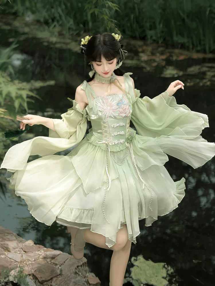Original chinese brand chinese style tsinghua lu lolita embroidery han element exquisite super fairy sweet suspender dress summer front view