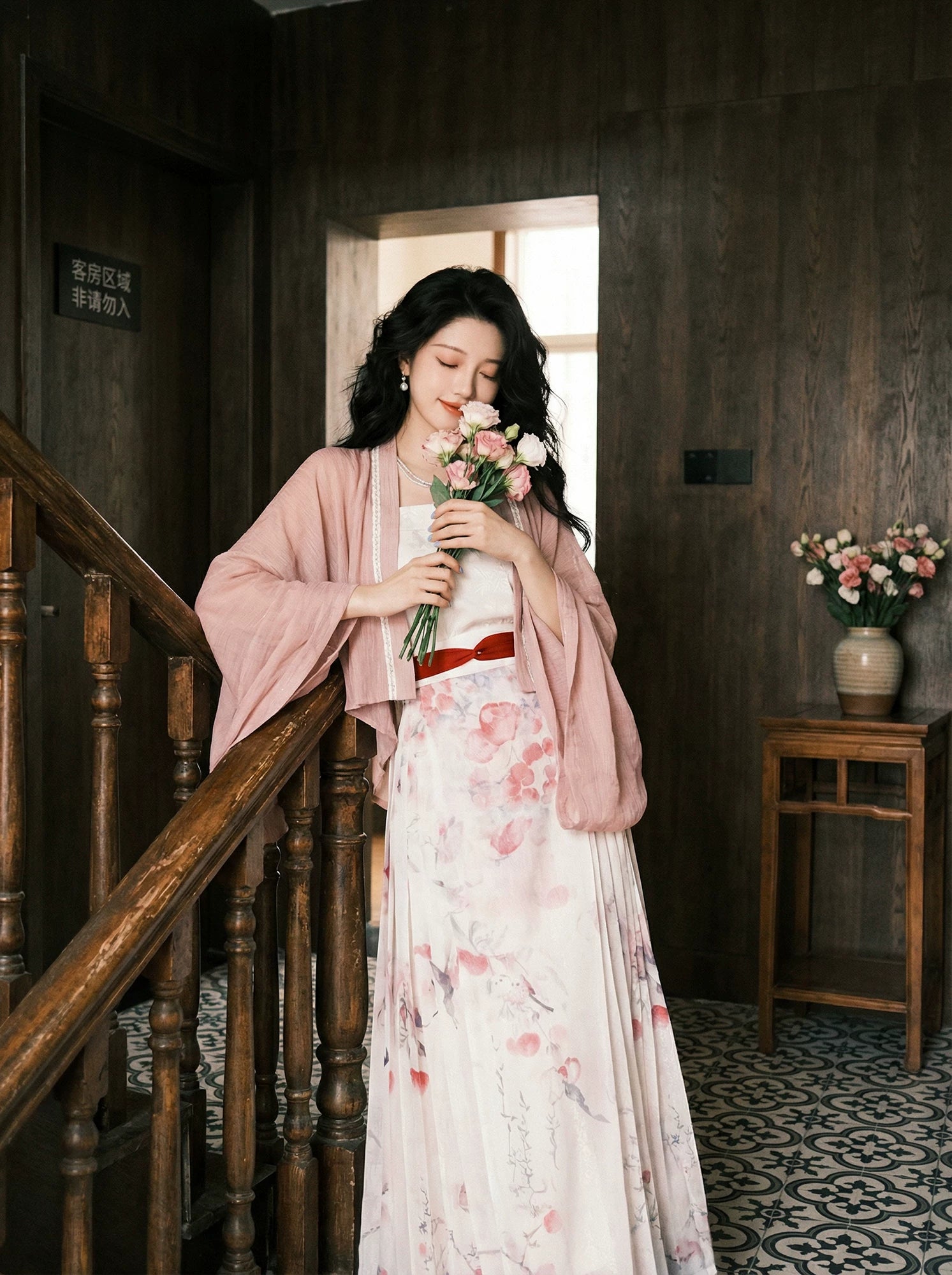 Ping anshun li xiaolu shuiming hanfu daily improvement yarn horse skirt summer printed bird watercolor skirt for women front view