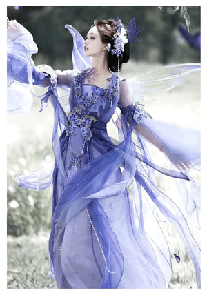 Gui Mengling, Butterfly, Hanfu Female Nanbei Dynasty Big Sleeve Shirt Heavy Industry Embroidery Summer Fairy Hanfu - Yandan_Hanfu