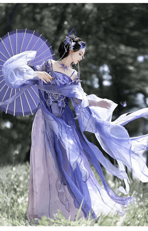 Gui Mengling, Butterfly, Hanfu Female Nanbei Dynasty Big Sleeve Shirt Heavy Industry Embroidery Summer Fairy Hanfu - Yandan_Hanfu