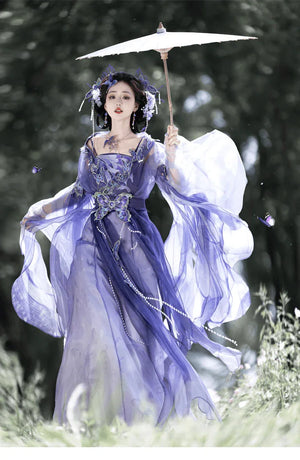 Gui Mengling, Butterfly, Hanfu Female Nanbei Dynasty Big Sleeve Shirt Heavy Industry Embroidery Summer Fairy Hanfu - Yandan_Hanfu