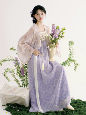 Rain dream smoked clothes daily hanfu famen temple cloak and chest length skirt for spring summer women outfit fabric detail