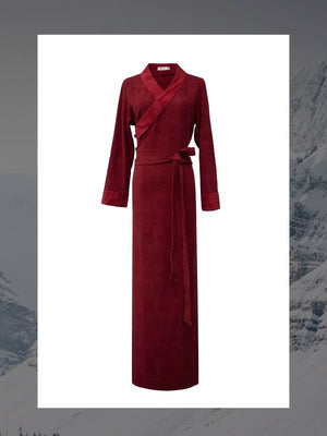 Red grace elegant red dress tibetan himalayan inspired new chinese style for women fabric detail