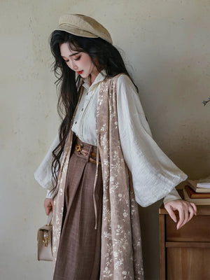 “Seventy-Two Haze” – New Chinese Blouse & High-Waisted Trousers | South-of-France Holiday Edition - Yandan_Hanfu