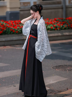 Simulating dream xuanmo original pleated clothes elastic waist imitation song pants han elements new chinese style suit front view