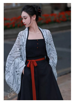 Simulating dream xuanmo traditional inspired suit pleated elastic waist pants with han elements new chinese style full length view