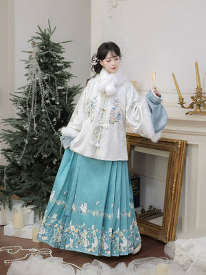 Snow baby winter hanfu set ming dynasty round neck bijia and horse face skirt