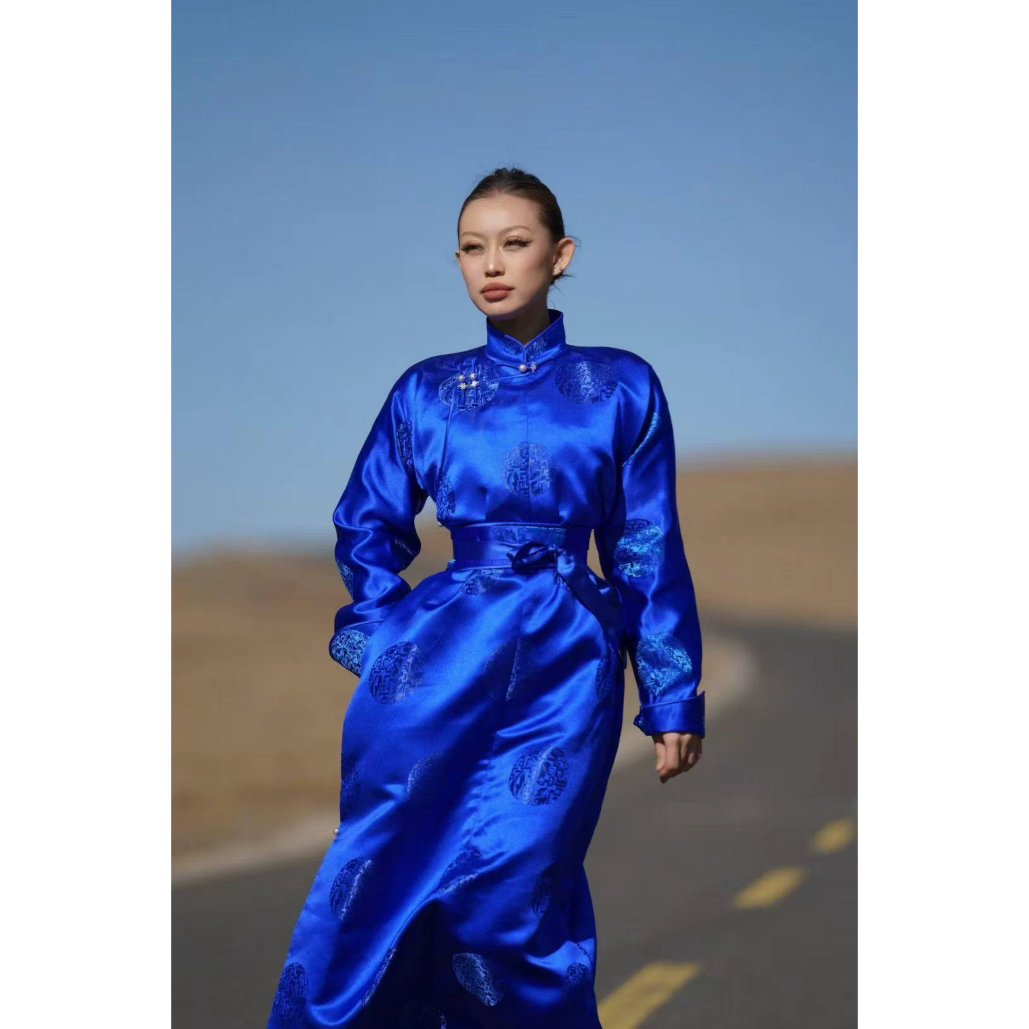 Spring 2026 high end mongolian robe women long dress ethnic characteristics spring clothing