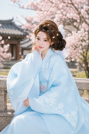 Spring Letter Cherry Blossom Cotton Candy Girl Limited Hanbok for Children Special Edition