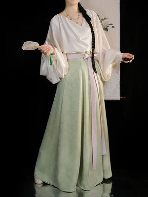 Tang style hanfu set lumingxi original ten broken skirt swinging neck shirt new chinese daily commuter ancient clothing