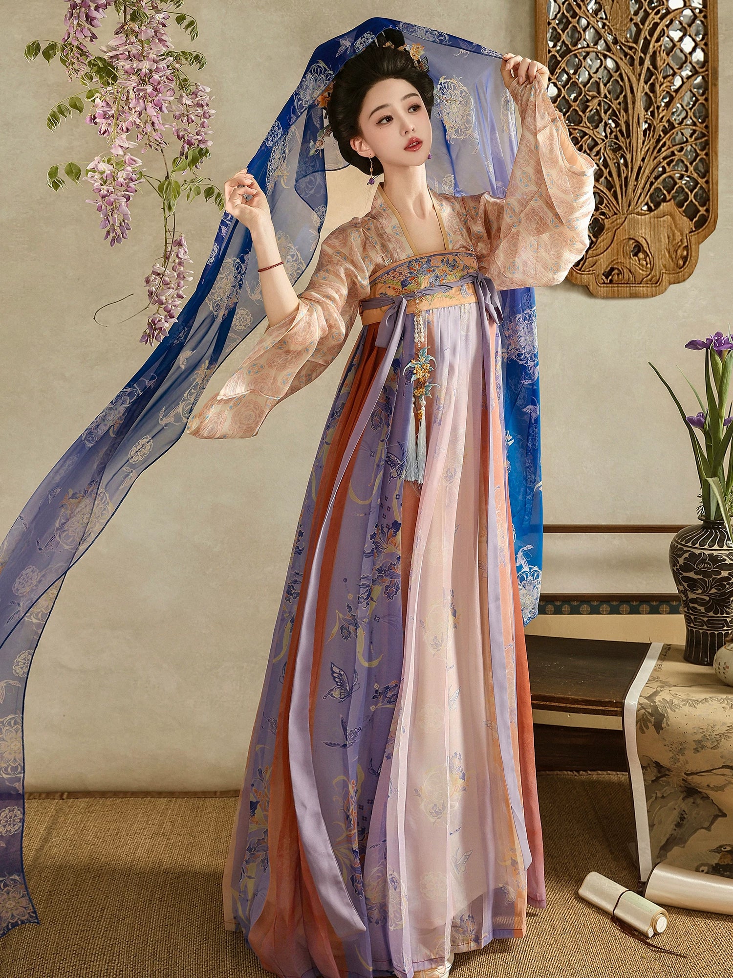 The prosperous tang dynasty is a dream original tang dynasty hanfu women chest length skirt restoration wind fairy air fluttering new summer front view